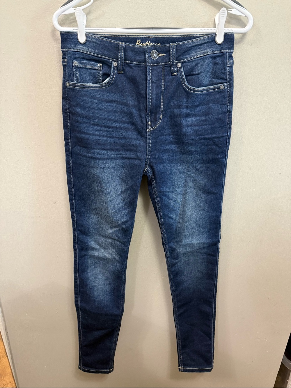 Bootlegger Women's DarkBlue High Rise Skinny Ankle Casually Faded Jeans W27/L29